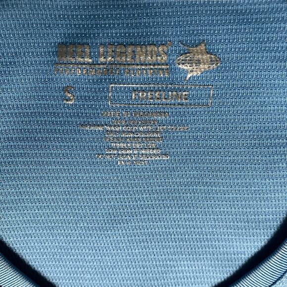 Reel Legends Blue Long Sleeve Fitted T-Shirt baby blue S - Picture 2 of 5